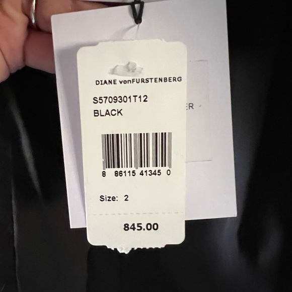 NWT Diane von Furstenberg Maya Black Leather Jacket size 2 - Picture 8 of 12